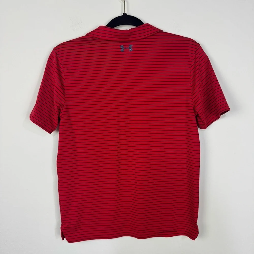Under Armour Heat Gear Red Striped Short Sleeve Polo Shirt